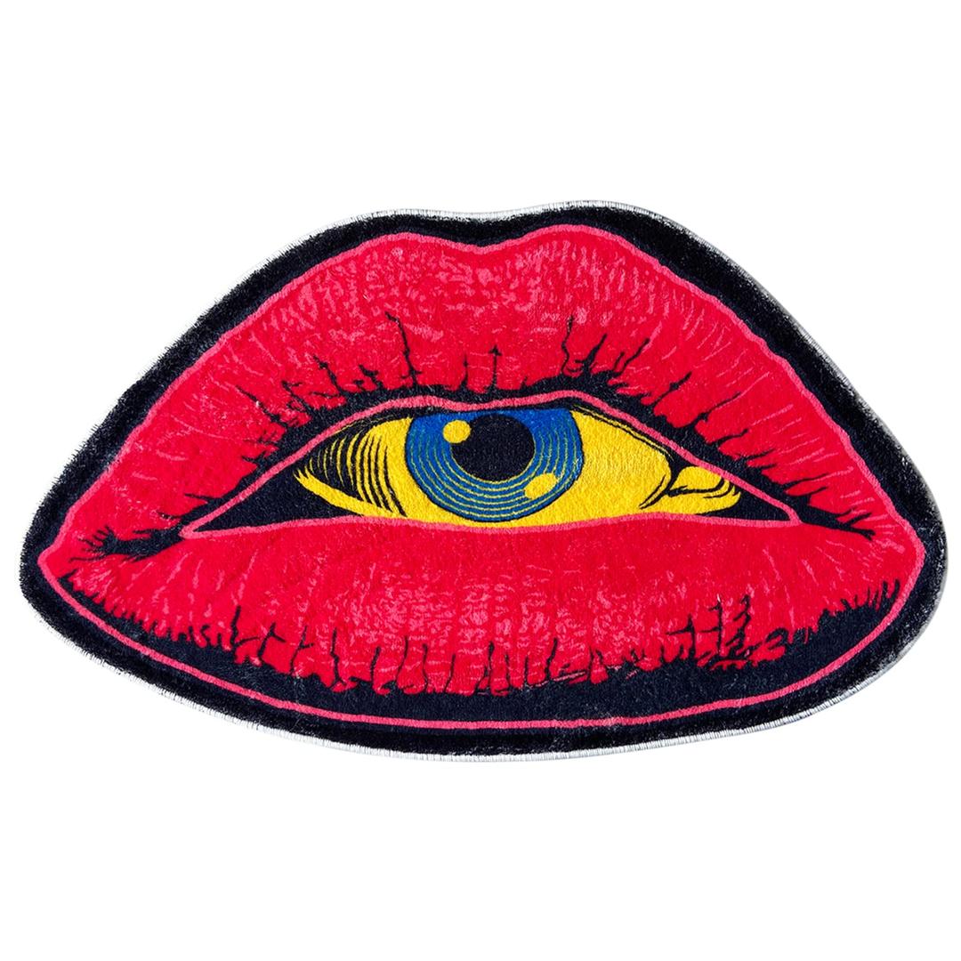 Interesting Red Lip Devil Eye Shape Plush Rugs Lovely Bedroom Comfortable Home Decoration Door Mat Cartoon Bathroom Absorbent Bath Mat Indoor Carpet Kitchen Non-Slip Mats, 31.5x19.5