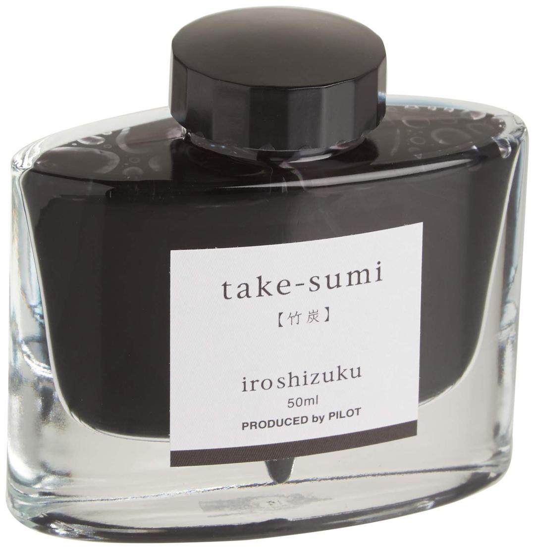 PilotIroshizuku Bottled Fountain Pen Ink, Take-Sumi, Bamboo Charcoal (Black) 50ml Bottle (69224)