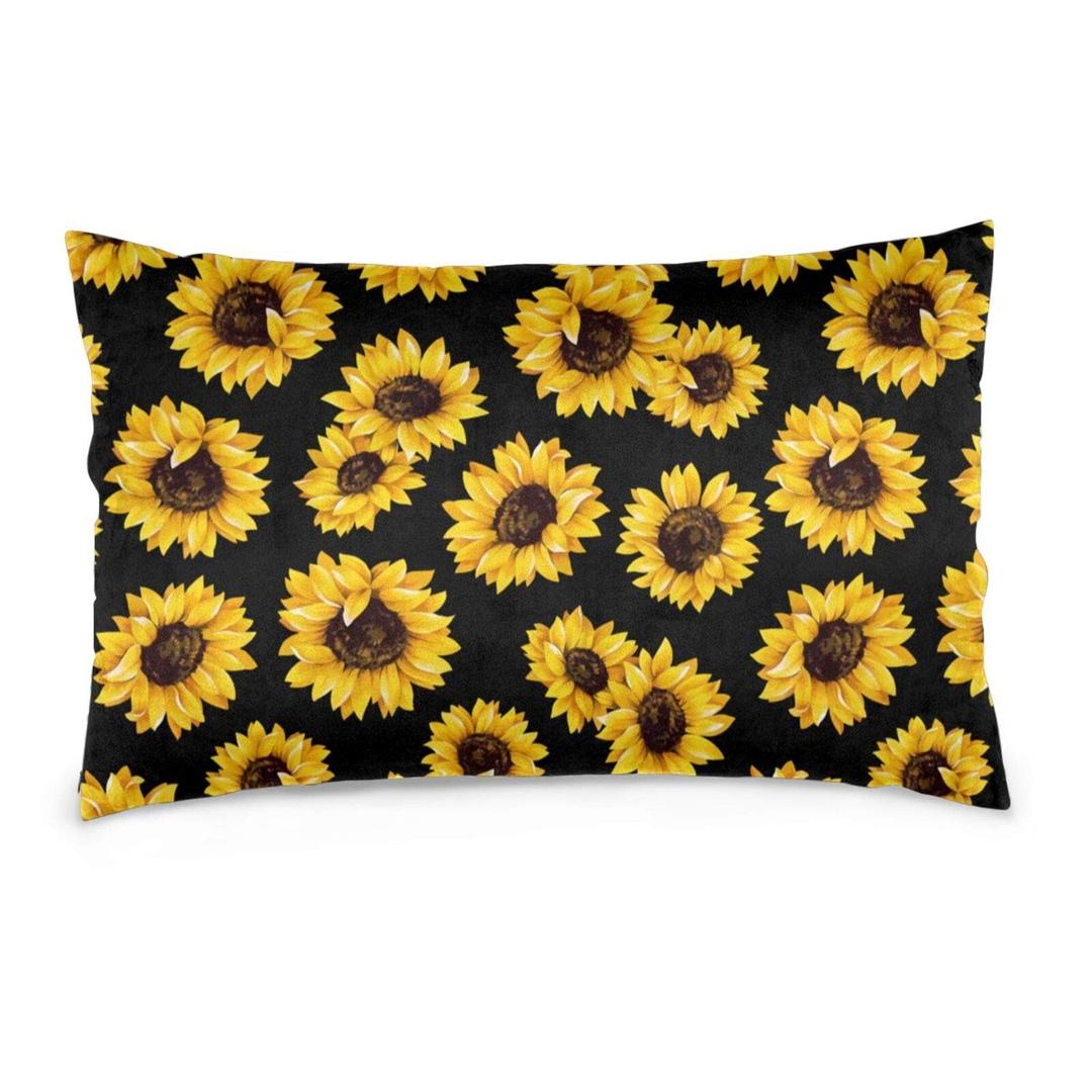 Retro Sunflowers Floral Pattern Girls Boys Pillowcases Pillows Covers Cases Bedroom Decor Decoration Rectangle Two Sides Printed 20x30 Inch Hotel,Cafe,Car,Sofa Throw Pillow Case Cushion Cover