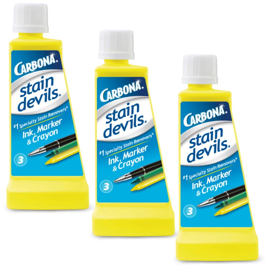 Carbona Stain Devils® #3 – Ink, Marker & Crayon | Professional Strength Laundry Stain Remover | Multi-Fabric Cleaner | Safe On Skin & Washable Fabrics | 1.7 Fl Oz, 3 Pack