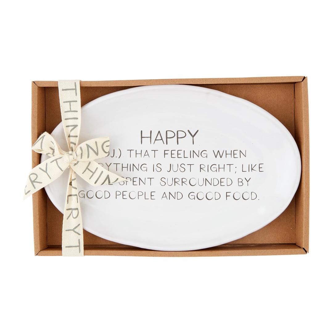 Mud Pie Happy Sentiment Tray, 10" x 6.5", Definition