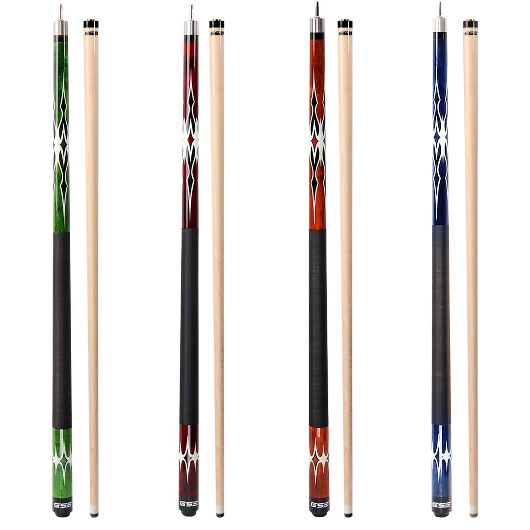 GSE Games & Sports Expert 58" 2-Piece Canadian Maple Hardwood Billiard Pool Cue Sticks for Men/Women, House or Commercial/Bar Use (Several Colors, Weight 18oz, 19oz, 20oz, 21oz Available)