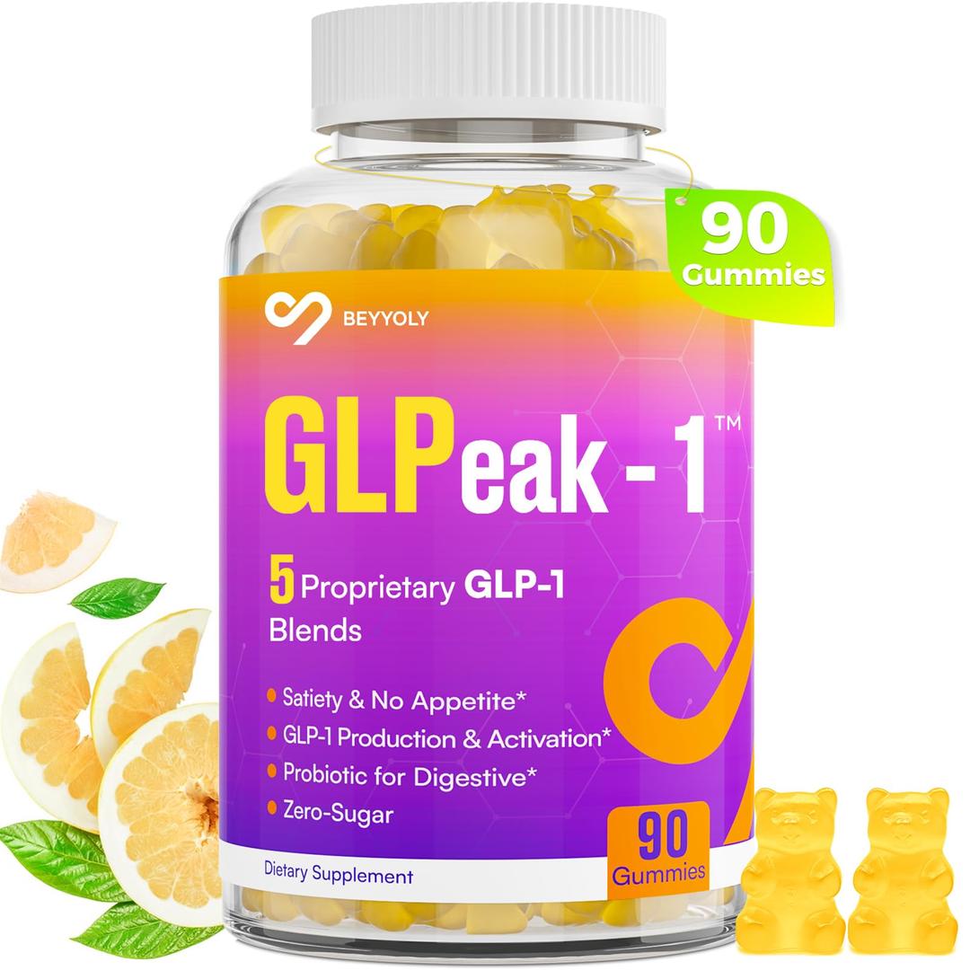 GLP Gummy | GLP-1 Supplement, GLP 1 Gummy with Akkermansia Probiotic, Berberine, Fiber Support GLP-1 Naturally, GLP-1 Probiotic Gummy for Women and Men, Zero-Sugar, Yuzu Flavor - 90 Gummies