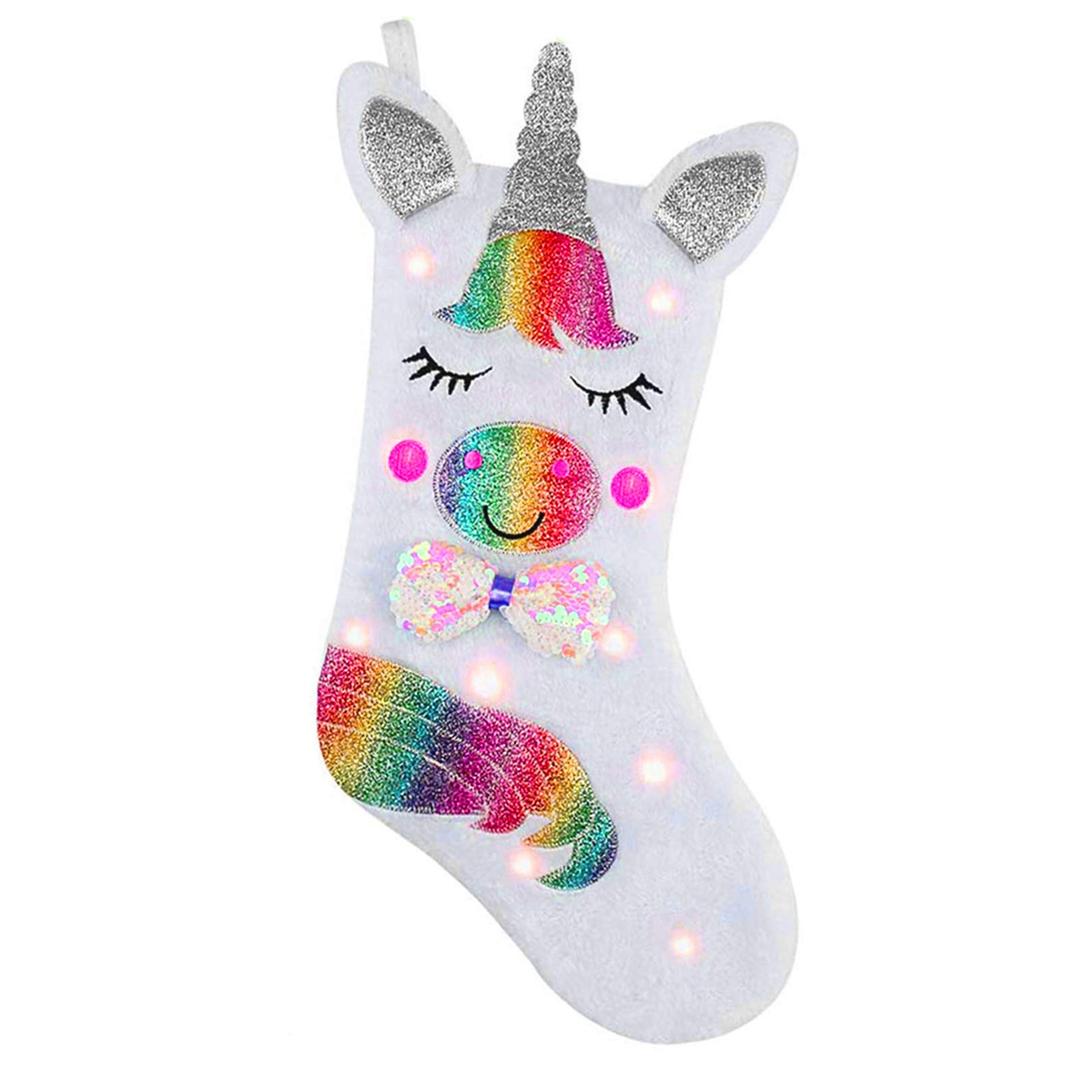 Christmas Stocking with LED Light Sparkly Sequins Stockings for Holiday Decoration