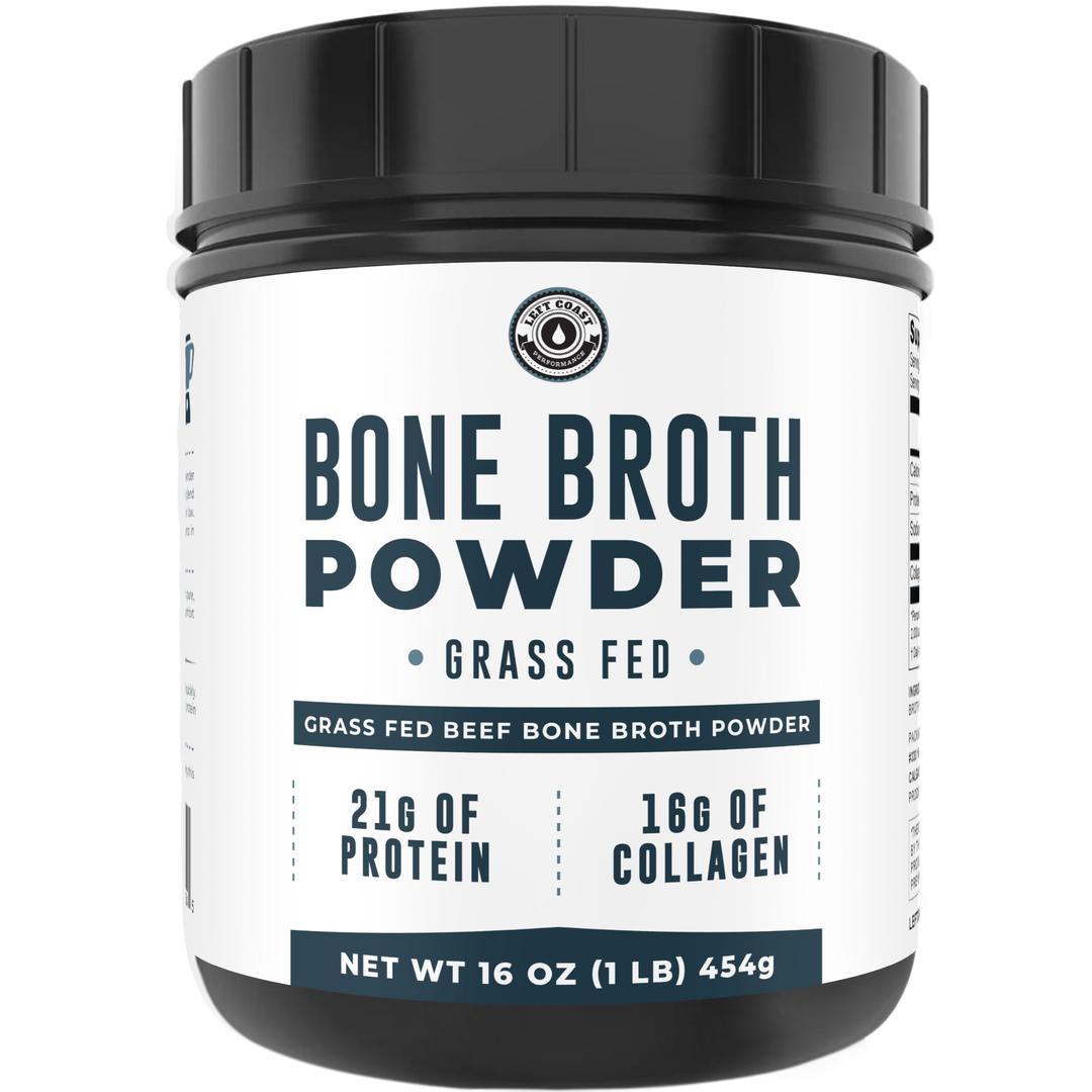 16oz Bone Broth Protein Powder From Grass Fed Beef - Unflavored, Single Ingredient - Rich in Collagen, Glucosamine, Gelatin, Paleo Protein Powder, Gut-Friendly, Non-GMO Ingredients, Dairy-Free Protein