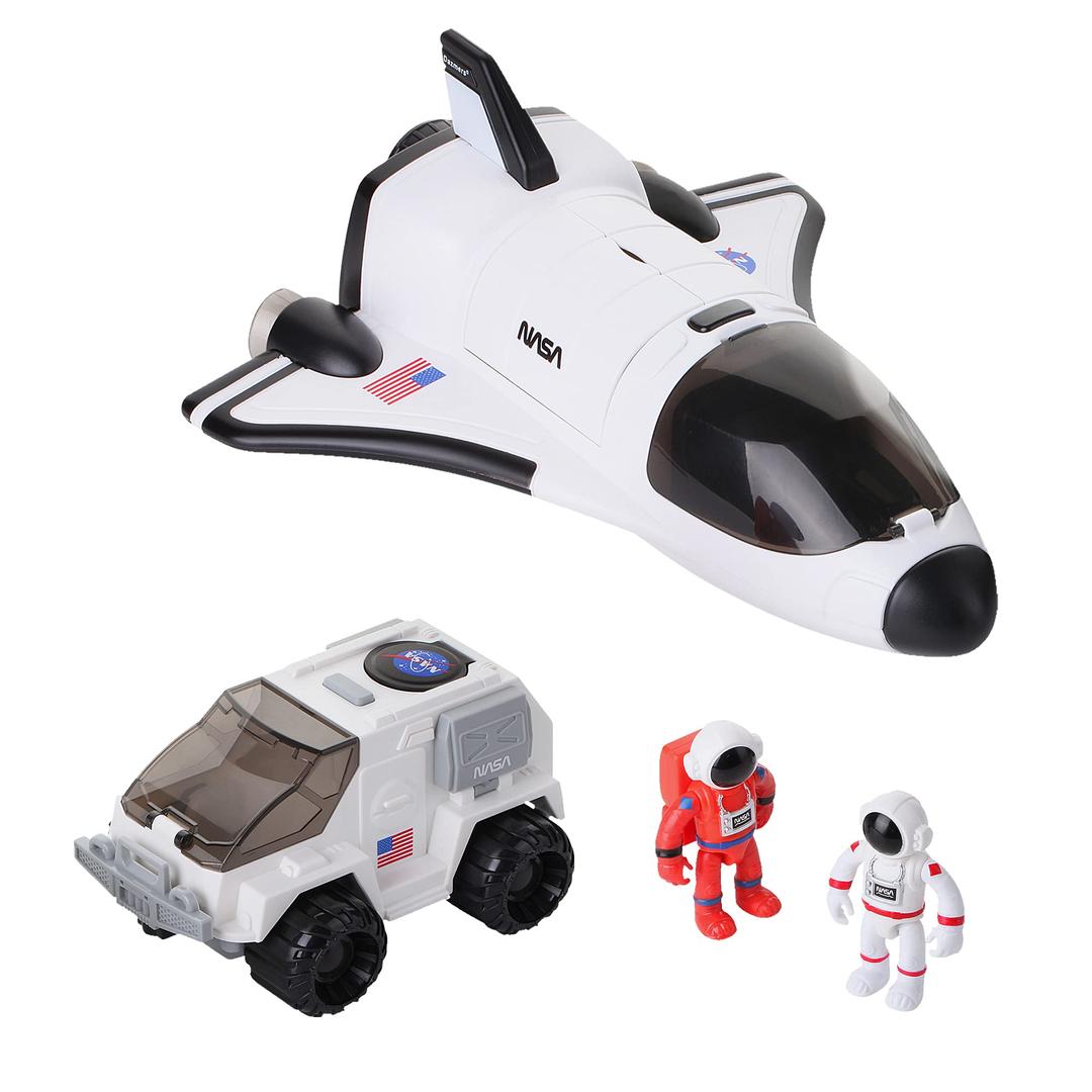 DazmersSpace Shuttle Toy - Kids Spaceship with 2 Astronaut Figures, Mechanical Arm and Rover - Rocket Ship Lights Up with Blast Off Sound Effects - Fun Space Toys for Children, Boys and Girls