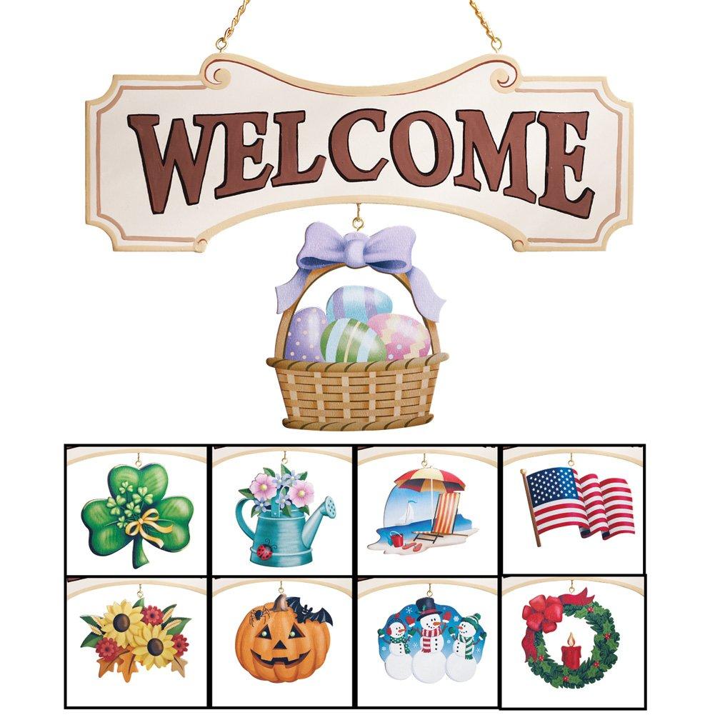 Collections Etc Seasonal Welcome Sign Decoration - 10 Piece Set