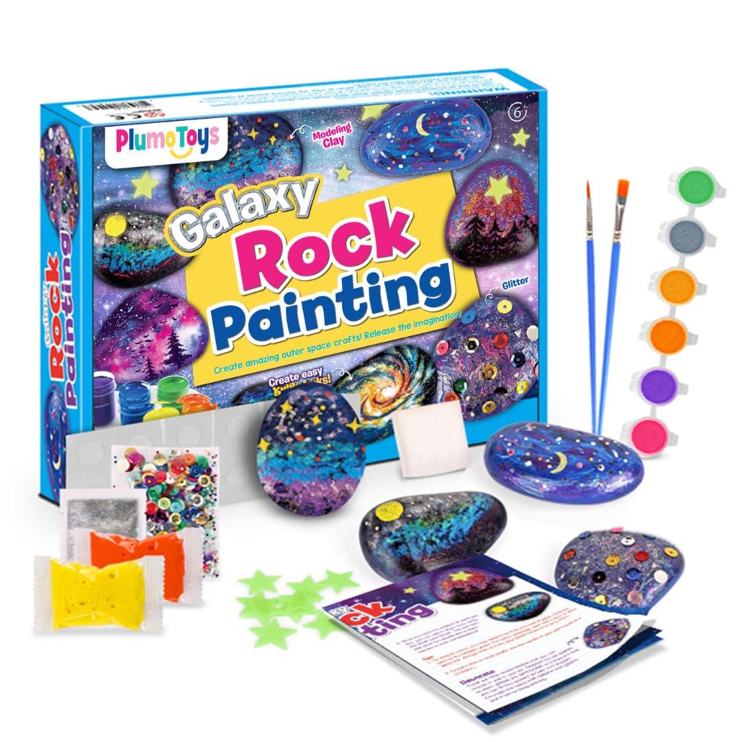 PLUMO Girls & Boys Rock Painting Kit, Ages 5,6,7,8,9 +