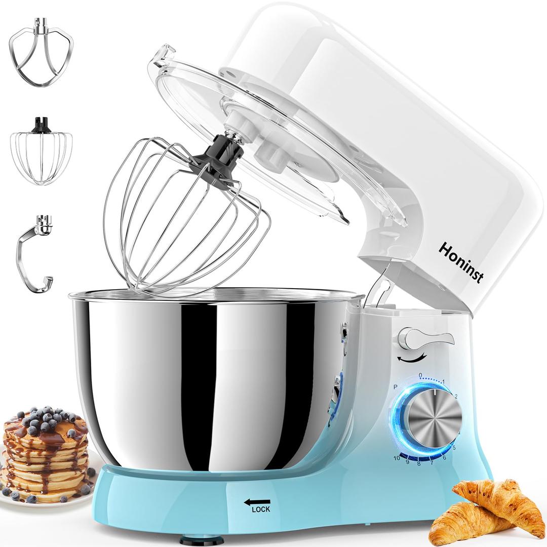 Stand Mixer，3-In-1 10-Speed 5.5QT Tilt-Head Food Mixer，Electric Mixer with Bowl, Dough Hook, Whisk and Beater，Kitchen Mixer for Baking, Cake and Most Home Cooks, Gradient Blue