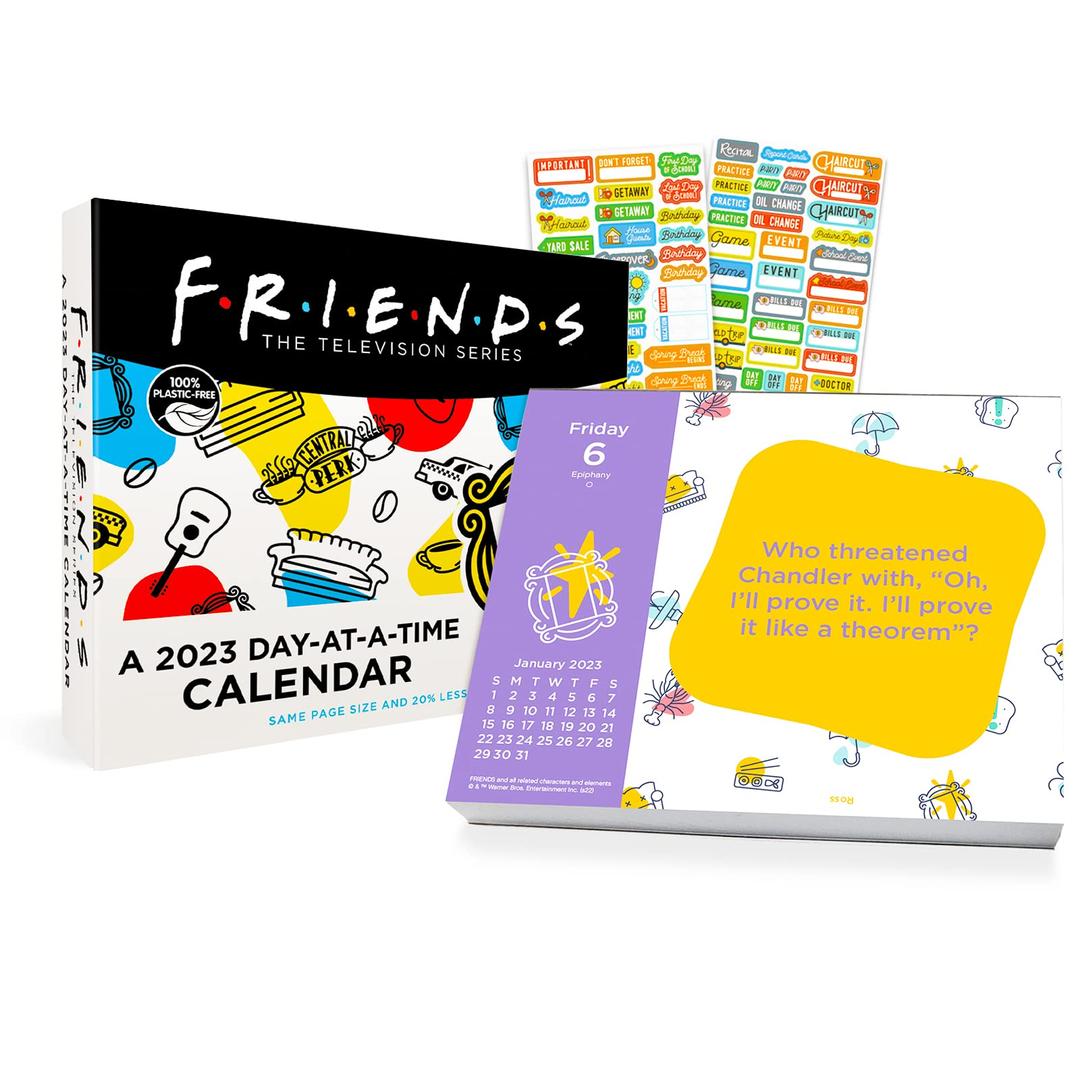 Friends 2023 Calendar, Box Edition Bundle - Deluxe 2023 Friends Day-at-a-Time Box Calendar with Over 100 Calendar Stickers (Friends TV Show Gifts, Office Supplies)