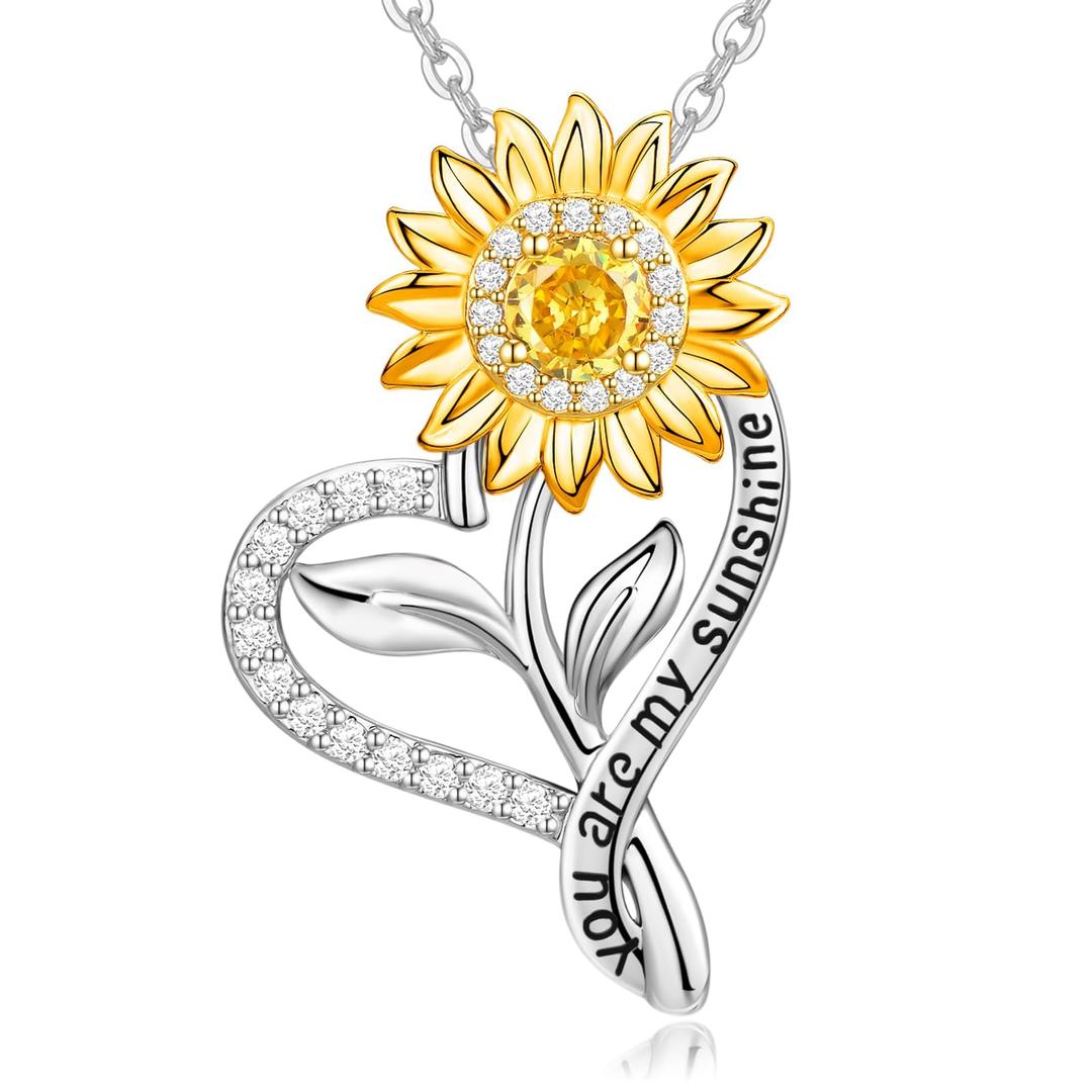 Anniversary Birthday Gifts for Women Wife Girlfriend, Sunflower Necklace for Women, You Are My Sunshine Gifts, Sunflower Jewelry for Women Her Daughter Wedding Christmas Mom Mothers Day