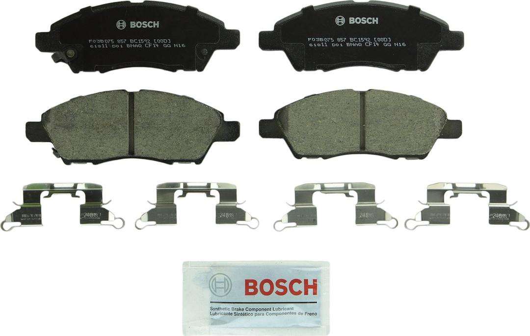 BOSCH BC1592 QuietCast Premium Ceramic Disc Brake Pad Set - Compatible With Select Nissan Micra, Tiida, Versa, Versa Note; FRONT