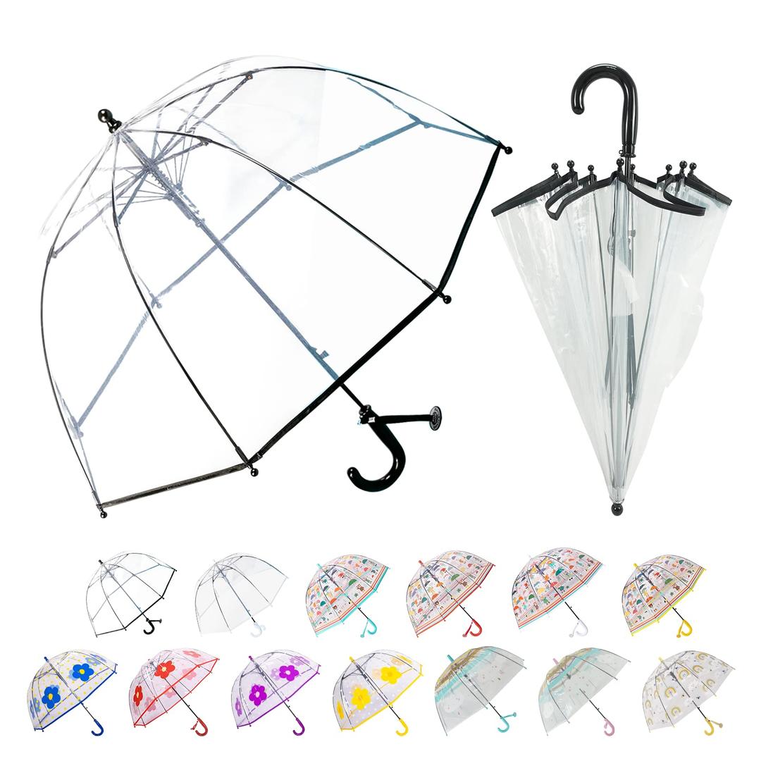 LLanxiryUmbrella Kids Clear Bubble Auto Open Umbrellas for Rain Children's Safe Transparent Dome Waterproof Stick Lightweight Umbrella for Boys Girls