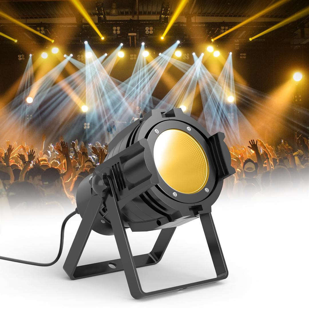 HOLDLAMP Spotlight COB 80W Stage Light Par Lights Party Warm & Cold White Professional DMX Spotlights Portable Metal Housing Strobe Light Bright for Church, Concert, Theater, Photostudio - 1Pack