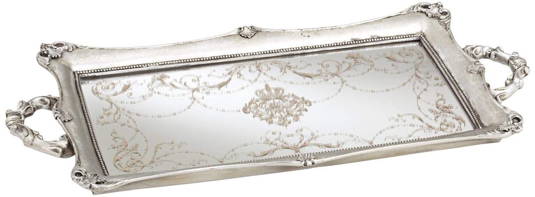 Victoria Large 22 1/2" Wide Silver Mirrored Decorative Tray