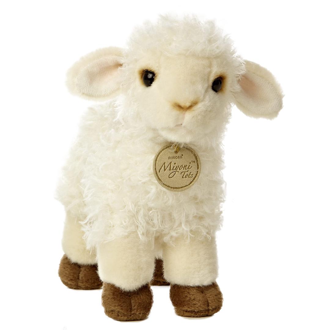 Aurora® Adorable Miyoni® Tots Baby Lamb Stuffed Animal - Lifelike Detail - Cherished Companionship - White 7 Inches