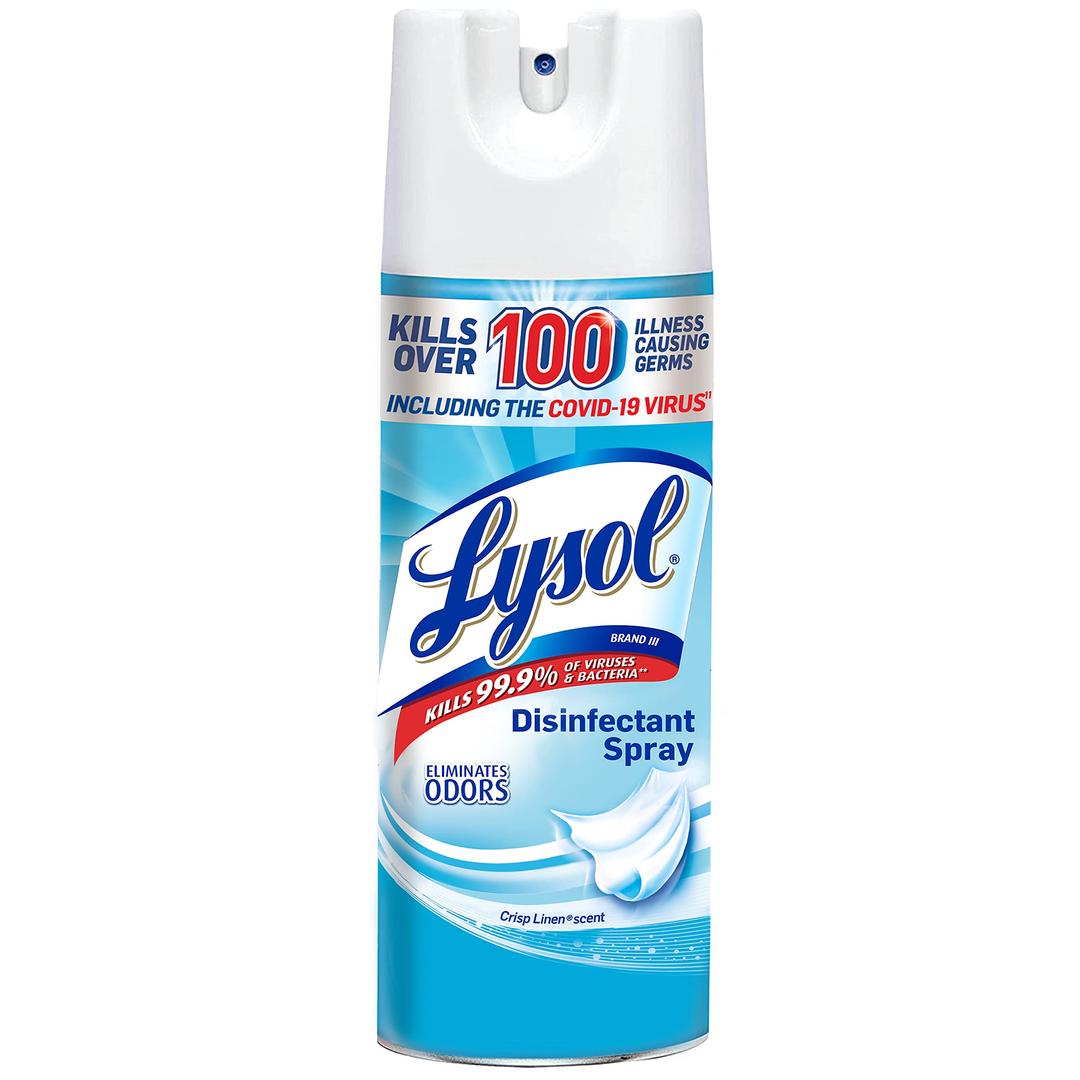 Lysol Disinfectant Spray, Household Essential Cleaning Supplies, Multi-Purpose Room Spray, Antibacterial and Sanitizer Spray, Upholstery Deodorizer, Home and Bathroom,Crisp Linen,12.5 fl oz(pack of 1)