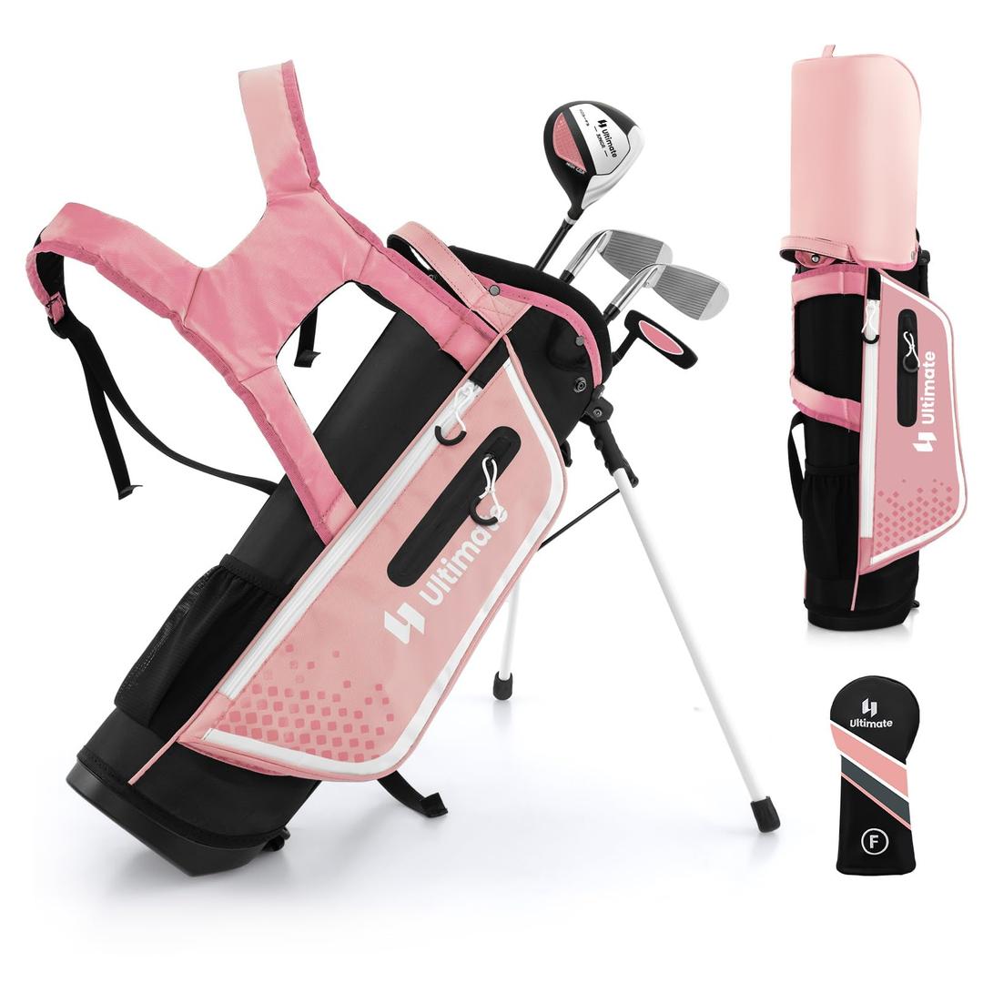 ULTIMATE Junior Complete Golf Club Set, Right Handed Kids Complete Golf Set with 4/6 Golf Clubs & Versatile Stand Bag, Kids Golf Stand Bag Set with Rain Hood for Ages 5-7, 8-10, 11-13 Boys Girls