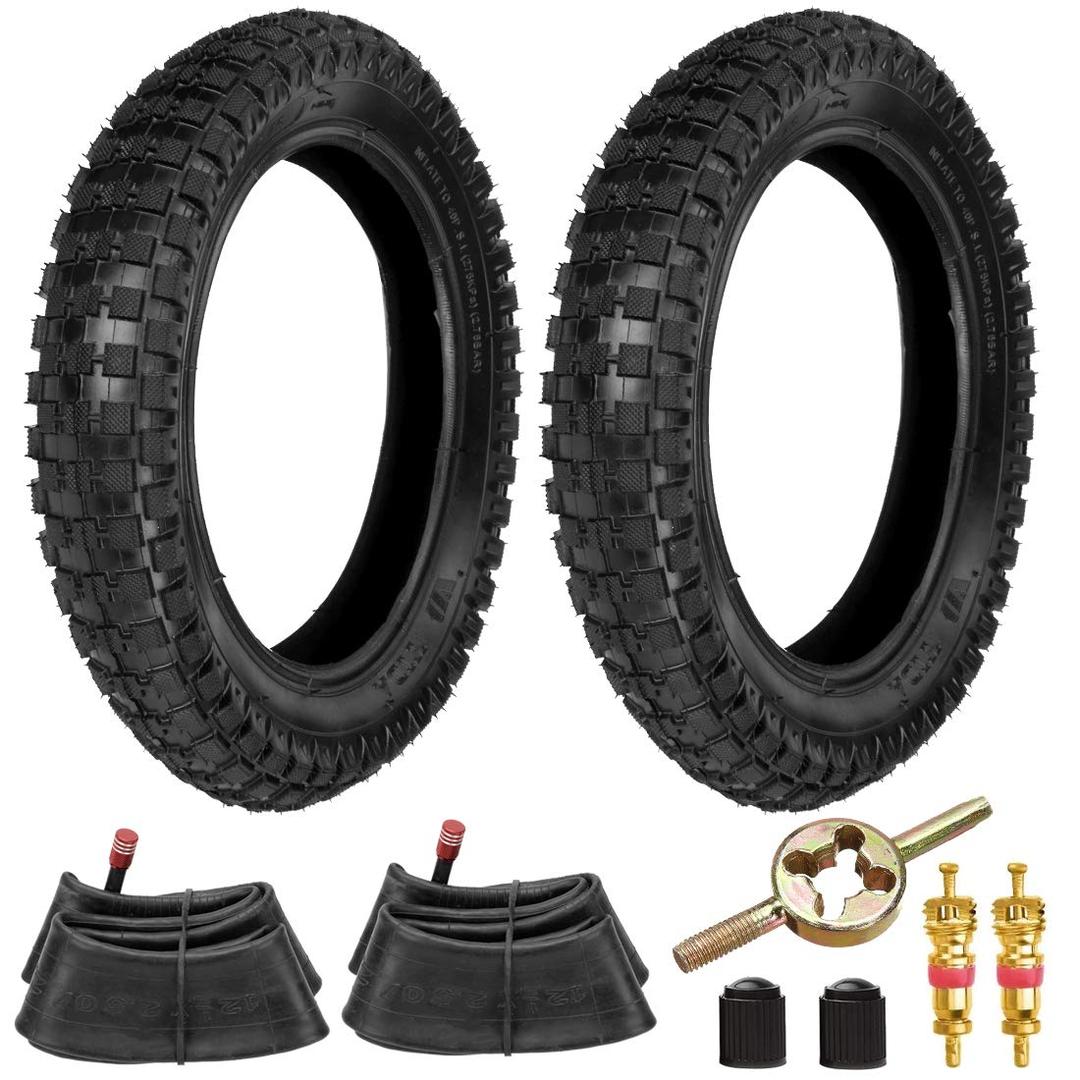 FVRITO 12.5x2.75 (12-1/2x2.75) knobby Tire & Inner Tube for Razor MX350 MX400 Dirt Rocket X-Treme X-560 Heavy Duty Scooter Tao Tao 47cc 49cc Kids Mini Pocket Dirt Pit Bike Straight Valve Stem Cap 2PCS