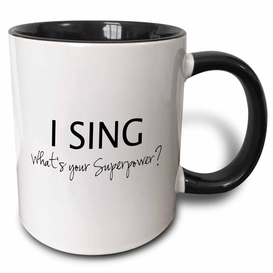 3dRose Superpower-Funny Singing Love Gift For Singers Two Tone Mug, 1 Count (Pack of 1), Black