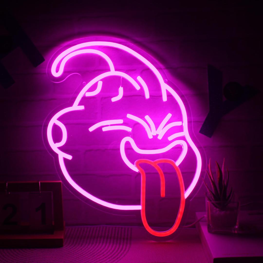 Majin Buu Neon Sign for Room Decor Neon Light Sign LED Sign for Man Cave LED Light for Wall Decor TV Series Fans Gifts USB Powered Neon Wall Sign Dimmable for Cinema Game Room 16"*12.6"