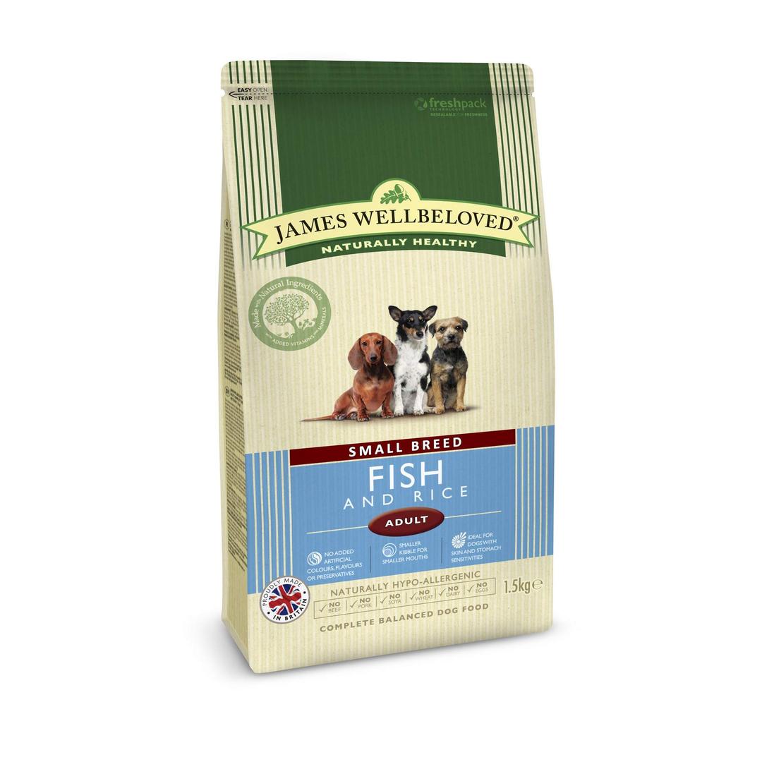 James Wellbeloved Complete Dry Adult Small Breed Dog Food Fish and Rice, 1.5 kg