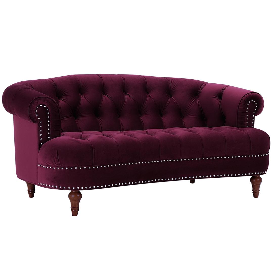 Jennifer Taylor Home La Rosa Victorian Chesterfield Loveseat, Burgundy Velvet