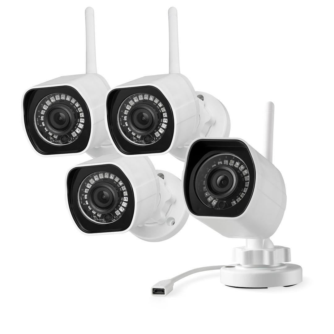 Zmodo 1080p Full HD Outdoor Wireless Security Camera System, 4 Pack Smart Home Indoor Outdoor WiFi IP Cameras with Night Vision, Plug-In, Compatible with Alexa