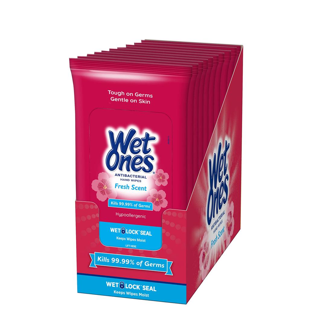 Wet OnesAntibacterial Hand Wipes Case, Fresh Scent | 20 ct. Travel Size (10 pack)