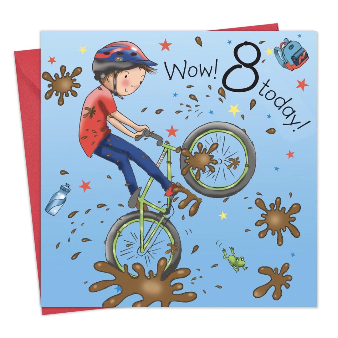 Twizler 8th Birthday Card For Boy with BMX Bike – Age 8 Birthday Card – Age 8 Card – Age 8 Boys Gifts – Childrens Birthday Card – Boys Birthday Card – Happy Birthday Card