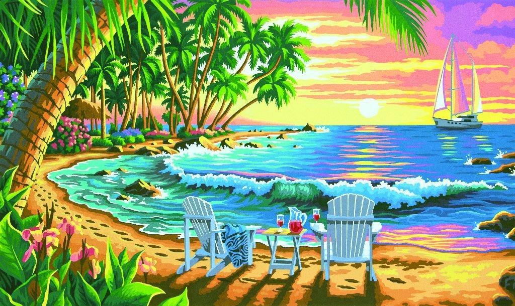 Dimensions Sunset Beach Paint by Numbers for Adults, 20'' W x 12'' L