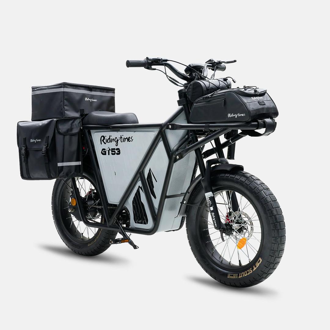 Riding'times GT53 Electric Cargo Bike for Adults, 2000W Cargo Ebike, 1123WH Removable Battery, Dual Hydraulic Brakes, NFC Unlock, for Commuting, Shopping, Camping, Hunting, Fishing (GT53 with 4 Bags)