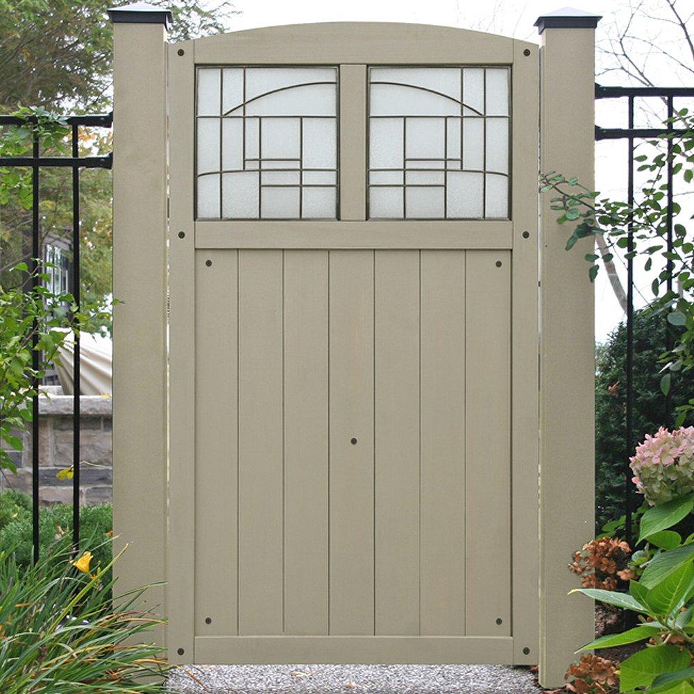 Yardistry YP11800 Gate with Faux Glass Inserts, 42" x 68", Gray