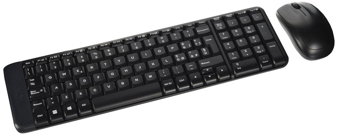 Logitech MK220 Compact Wireless Keyboard and Mouse Combo for Windows, QWERTY Italian Layout - Black