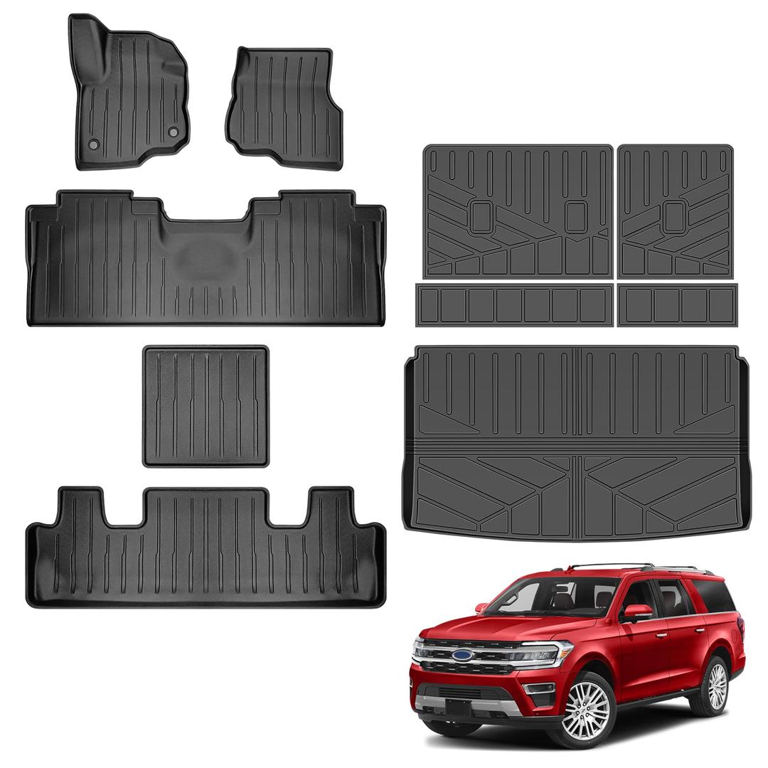 Cargo Mat Backrest Liner Floor Mat 7 Seat Compatible with 2018-2024 Ford Expedition MAX/Lincoln Navigator L Black TPE Liner Seat Back Cover for Expedition Max Accessories