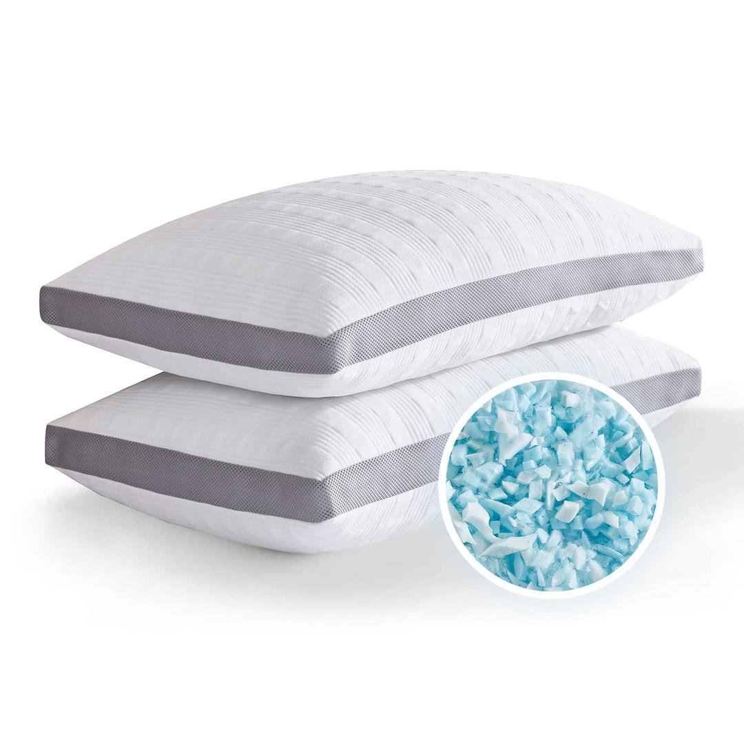 MeoflawCooling Pillows King Size Set of 2,Shredded Memory Foam Bed Pillows for Sleeping, Supportive King Pillows for Back & Side Sleepers,Adjustable 2 Pillows King Size with Removable Cover