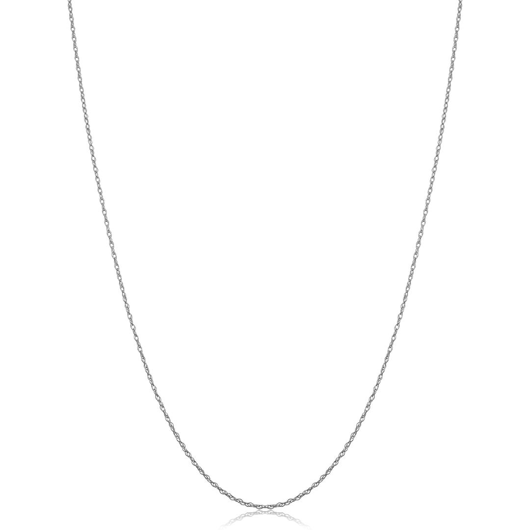 Kooljewelry14k White Gold Rope Chain Barely-There Necklace For Women (0.7 mm, 0.9 mm, 1 mm or 1.3 mm) - Thin And Lightweight