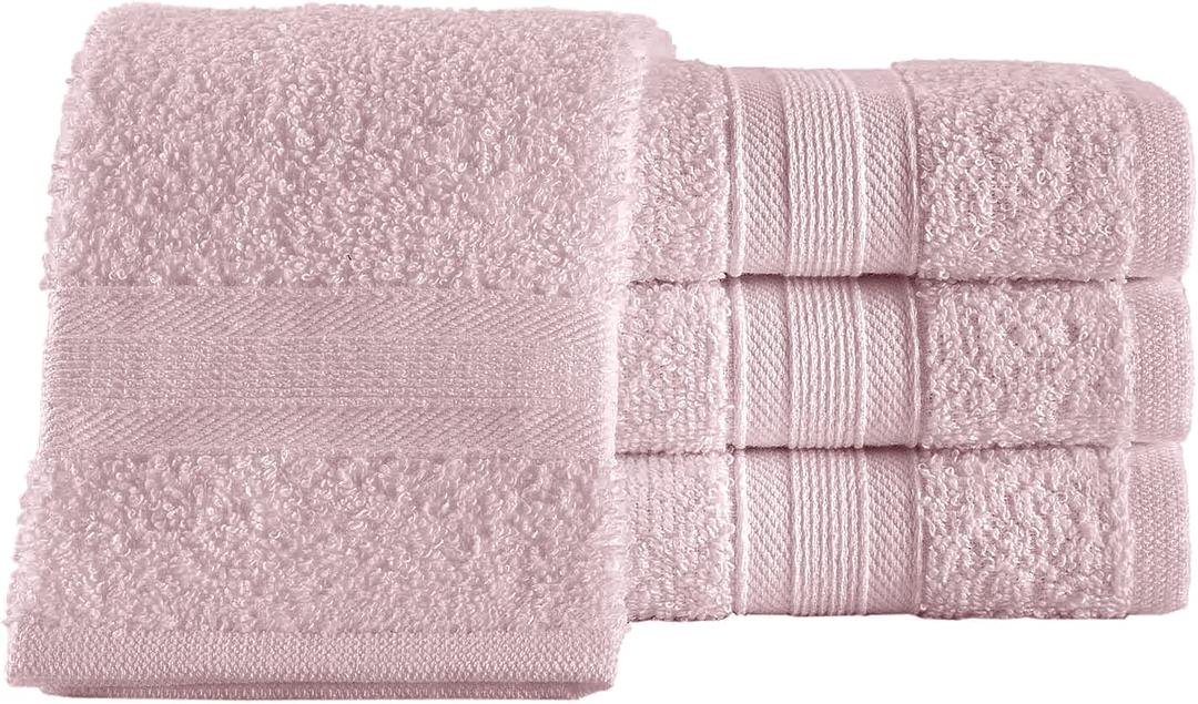 Quick-Dry, Soft & High Absorbent Washcloths Towels 13"x13" Cotton Turkish Bath Towel Set of 4 | Daily Use 100% Cotton Towels for Bathroom, Gym & More | Bathroom Towels Set (4 Pcs, Pink)