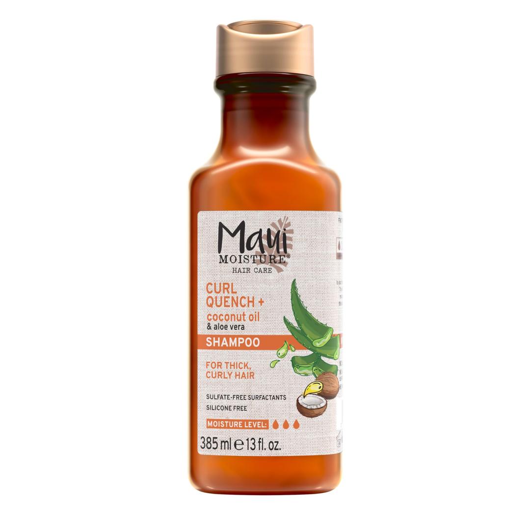 Maui MoistureCurl Quench + Coconut Oil Curl-Defining Anti-Frizz Shampoo to Hydrate and Detangle Tight Curly Hair, Softening Shampoo, Vegan, Silicone & Paraben-Free, 13 fl oz