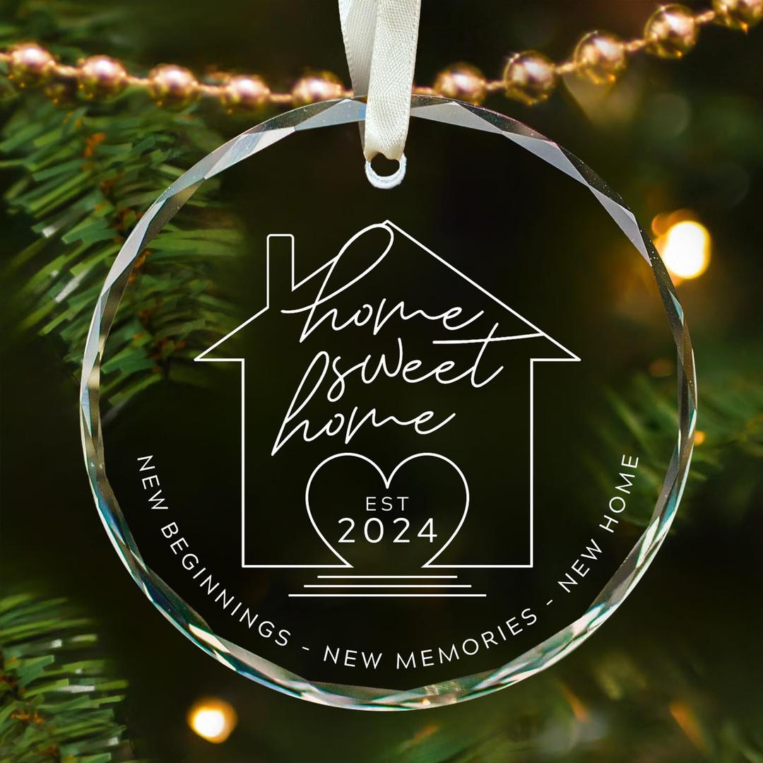 House Warming Gifts New Home - Housewarming Gifts for New House, Housewarming Gift Ideas for Women - New Home Gifts for Home, New Home Owners Gift Ideas - Glass Christmas New Home Ornament 2024