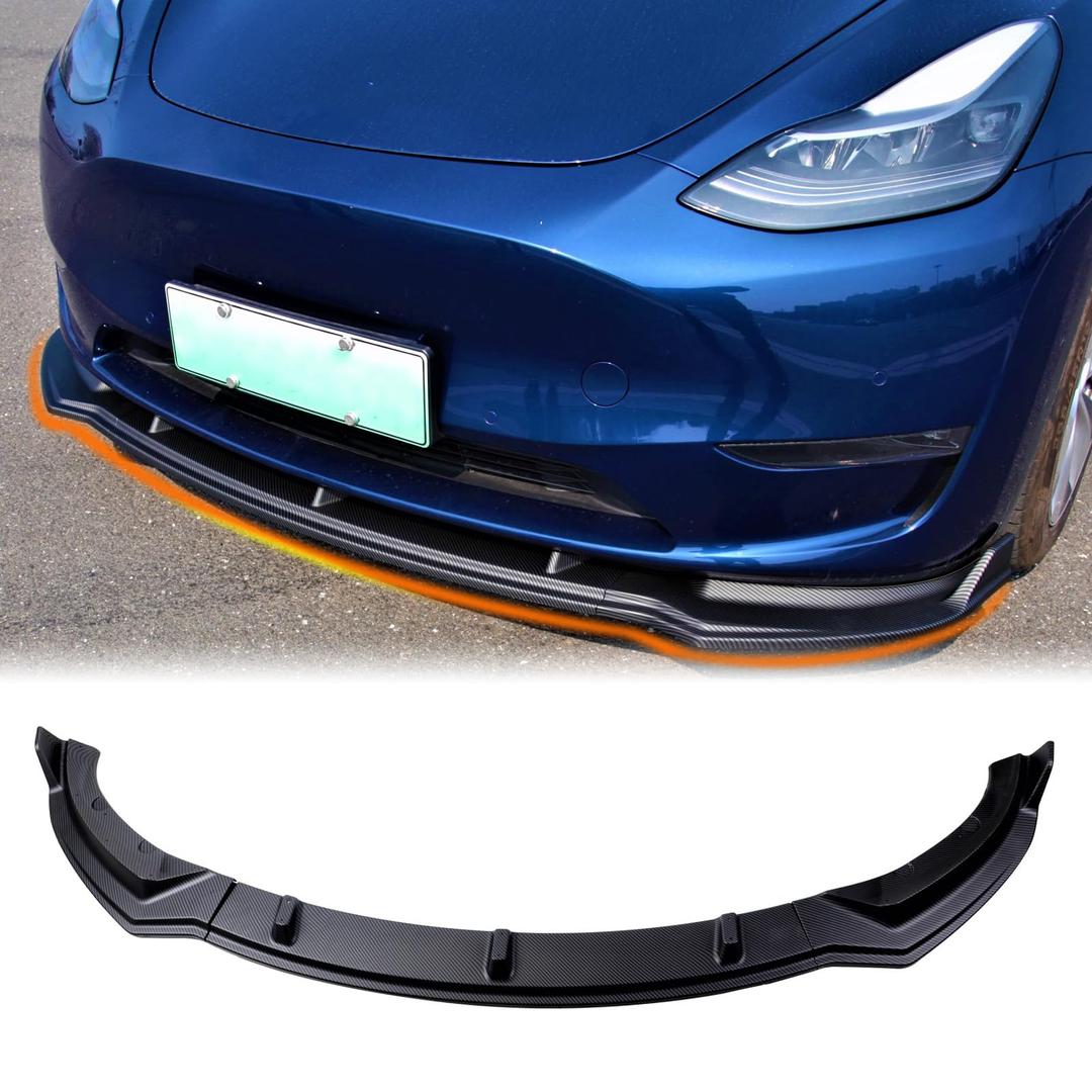 DOLKSNFront Bumper Lip Front Spoiler Front Wing Fit for Tesla Model Y Accessories 2020 2021 2022 2023 2024 (Matte Carbon Fiber Pattern)