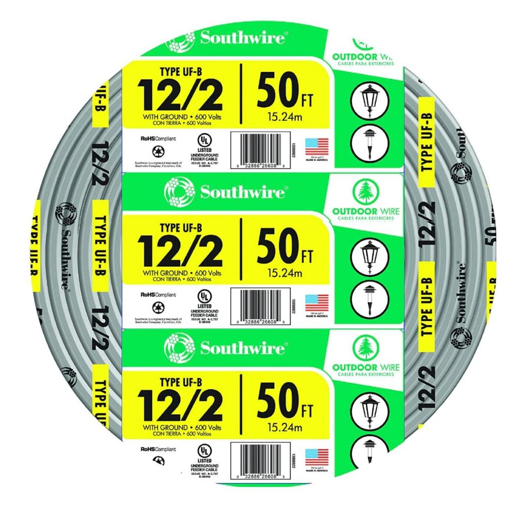 Southwire13055922 12/2WG UF Wire 50-Foot, Copper