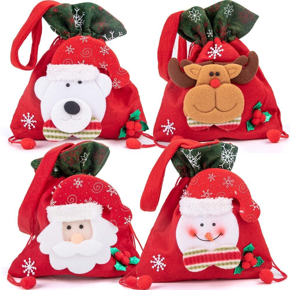 MAKINGTEC Christmas Gift Bags, Christmas Gift Bags for Xmas Party Favors, Gift Bags Assorted Sizes (Red)