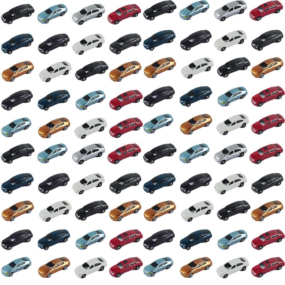 NWFashion 100PCS 1:200 Miniature Painted Model Cars for Street/Parking Scenery (1:200 26mm)