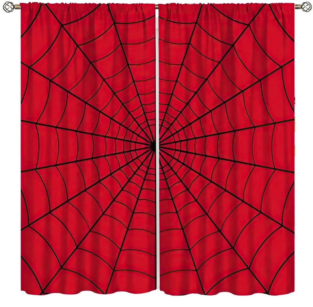 Super Hero Spider Web Boys Red Window Curtains for Kids Baby Room Bedroom Home Office Decor Decorations 42 x 45 Inch Decor