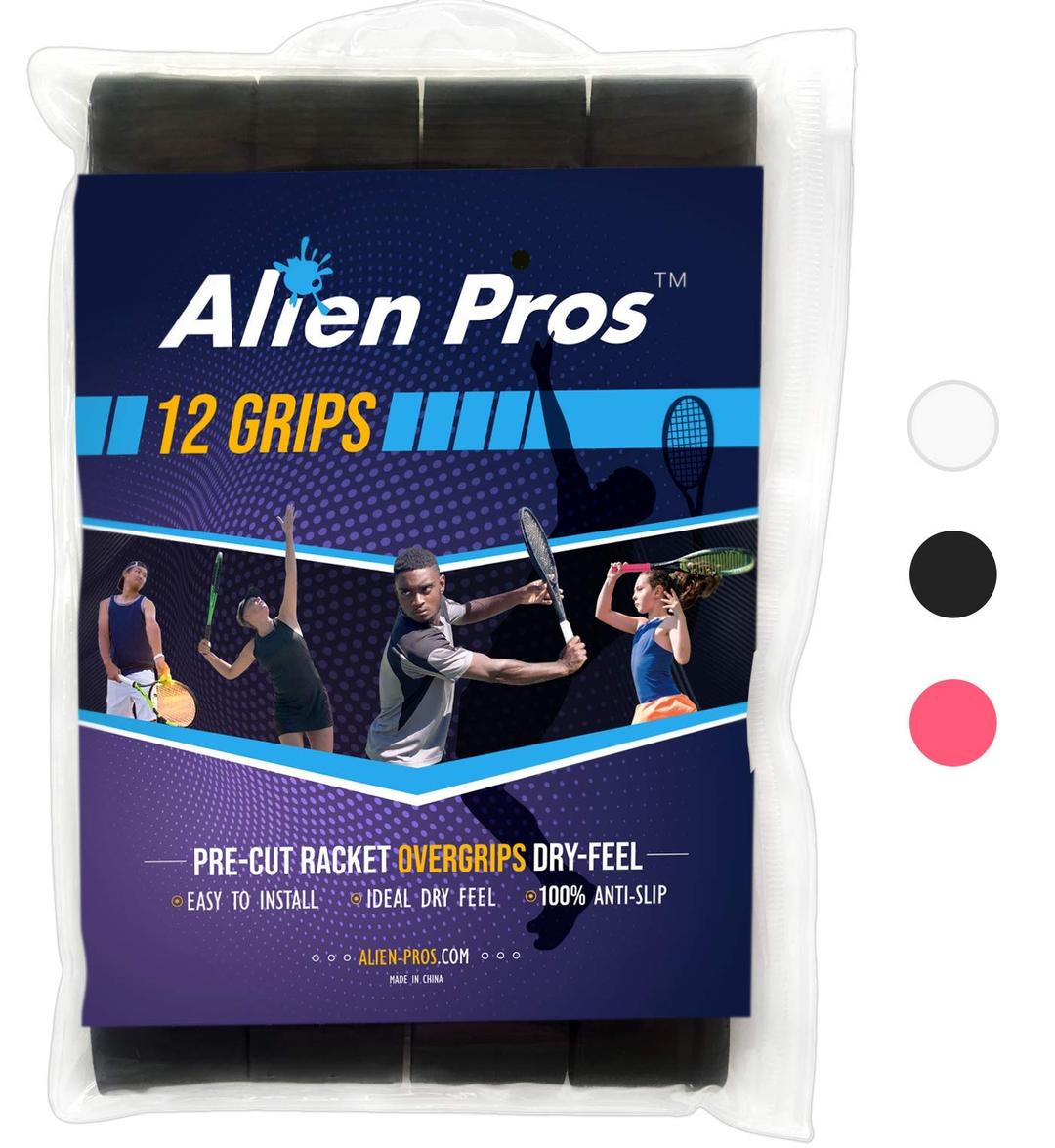 ALIEN PROS Tennis Racket Grip Tape - Precut and Dry Feel Tennis Grip - Tennis Overgrip Grip Tape Tennis Racket - Wrap Your Racquet for High Performance