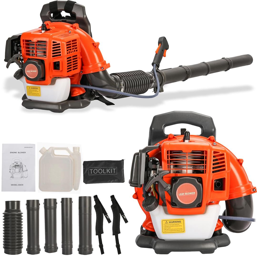 Backpack Gas Powered Leaf Blower, 52CC 550CFM 3HP 2 Stroke Grass Lawn Blower Air Cooling Gasoline Backpack Grass Blower with Air-Cooled, Snow Blower for Outdoor (550CFM 52CC)