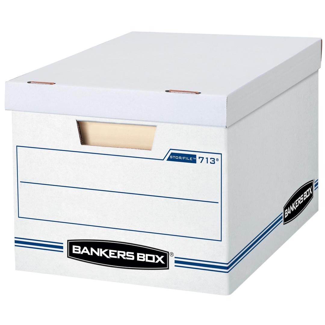 Bankers Box 6 Pack STOR/FILE Basic Duty File Storage Boxes, Standard Assembly, Lift-off Lid, Letter/Legal, White/Blue