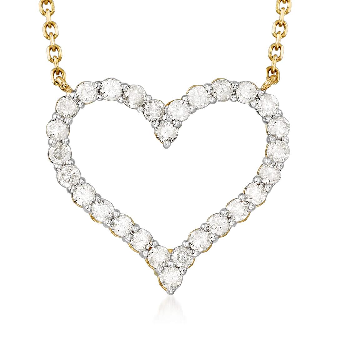 Ross-Simons 1.50 ct. t.w. Diamond Heart Necklace in 14kt Yellow Gold