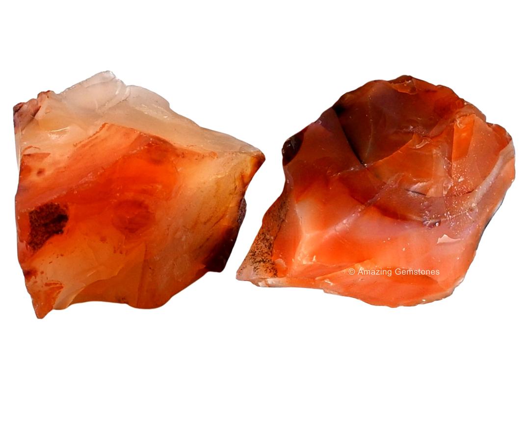 2 Pieces Carnelian Raw Crystals and Healing Stones, Natural Rocks for Tumbling and DIY Raw Stones and Crystals